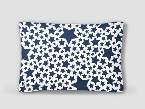 Stars Pillow Sham Blue White Pillowcase Pattern Bed Pillow Etsy