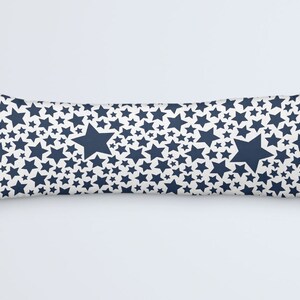 Blue Body Pillow, Stars Long Pillow, Pillow 20x54, Large Bed Pillow, Large Cushion Cover, Pattern Body Pillow, Blue White Pillow Case