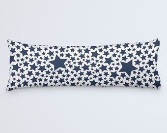 Blue Body Pillow, Stars Long Pillow, Pillow 20x54, Large Bed Pillow, Large Cushion Cover, Pattern Body Pillow, Blue White Pillow Case