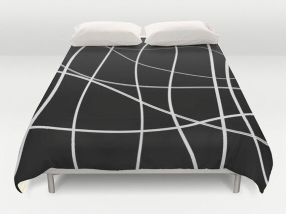 Modern Duvet Cover Black White Bedding King Queen Full Twin Etsy