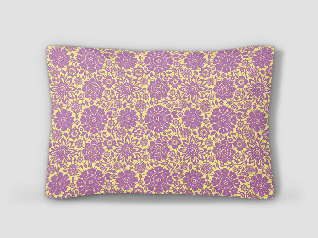Purple Pillow Sham Floral Pillowcase Flower Bed Pillow Etsy España
