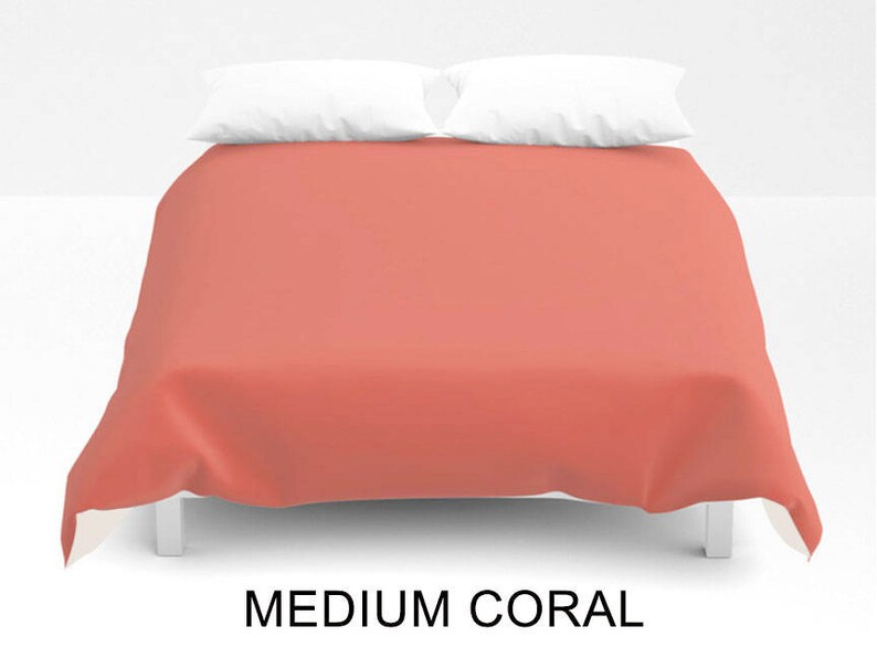 Coral Duvet Cover, Coral Bedding, Coral Bed Cover, Coral Comforter, King Queen Full Twin, Size ...