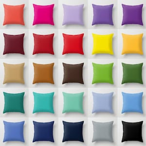 Solid Color Throw Pillows available in indoor and outdoor, Many sizes, Bright decorative Cushion Covers for any occasion, Insert optional