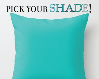 Blue Throw Pillow, Decorative Pillow, Cyan Pillow Cover, Cushion and Insert, Teal Turquoise Navy Cobalt Royal Aqua, 16x16 18x18 20x20
