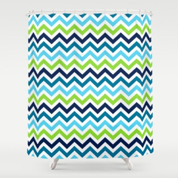 Chevron Shower Curtain Large Shower Curtain Colorful Shower Etsy