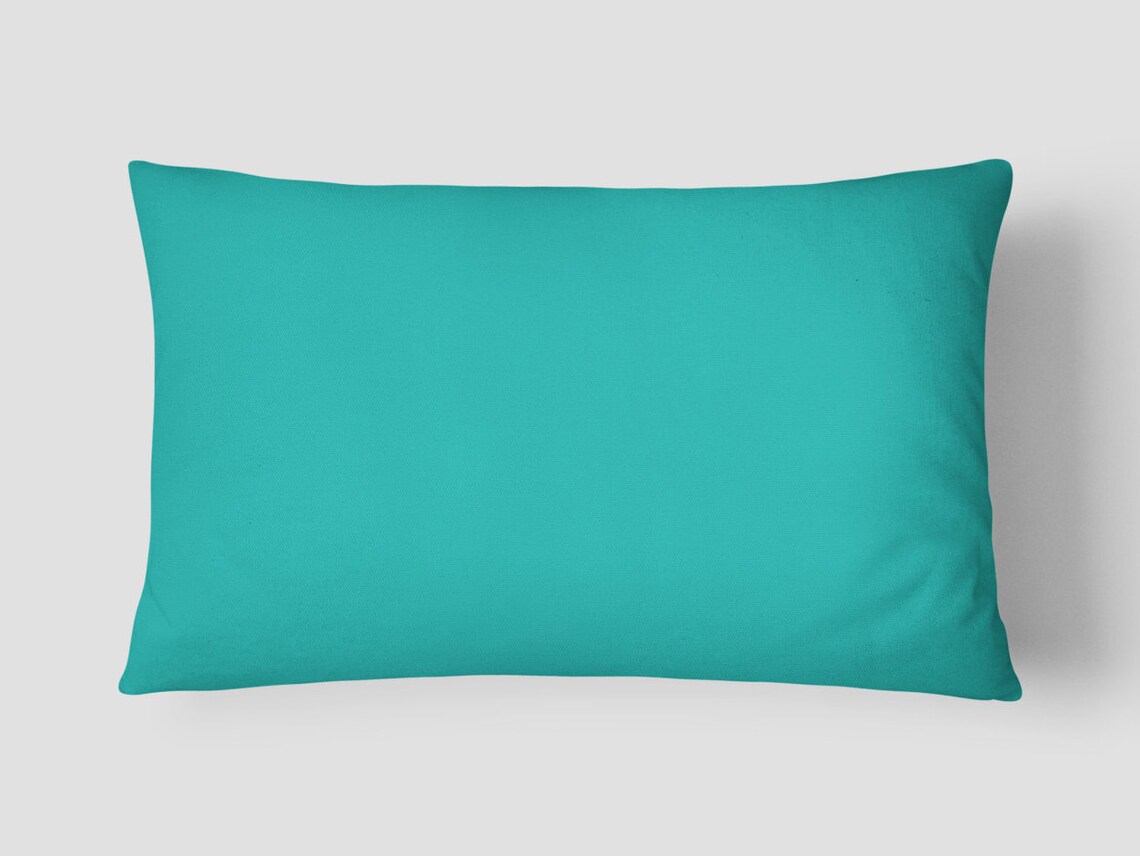 Blue Lumbar Pillow, Teal Bed Pillow, Turquoise Long Cushion, 14x20