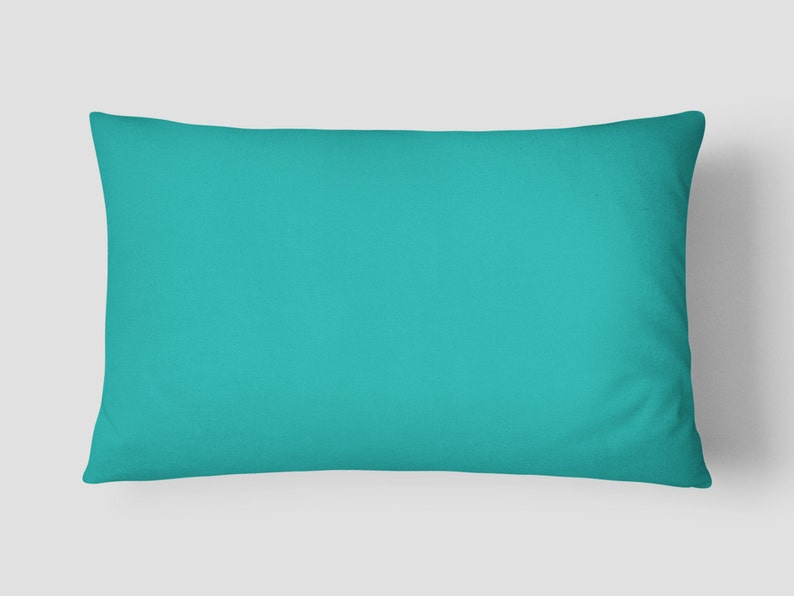Blue Lumbar Pillow, Teal Bed Pillow, Turquoise Long Cushion, 14x20