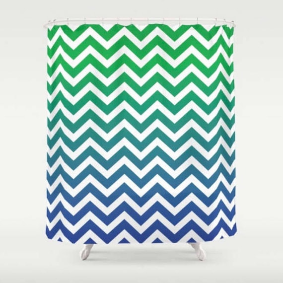 blue and white chevron shower curtain