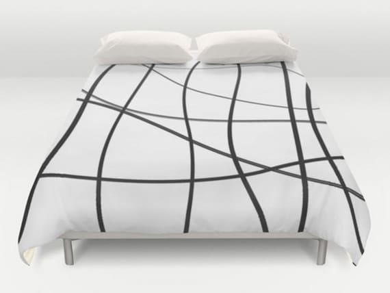 Modern Duvet Cover Black White Bedding King Queen Full Twin Etsy