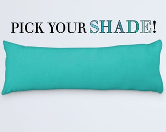 Blue Body Pillow Cover 20x54, Available in many shades: Royal Blue, Cyan, Turquoise and many more.