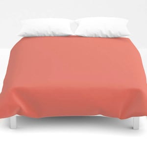 Coral Duvet Cover, Coral Bedding, Coral Bed Cover, Coral Comforter, King Queen Full Twin, Size, Pink Duvet Cover, Pink Bedding