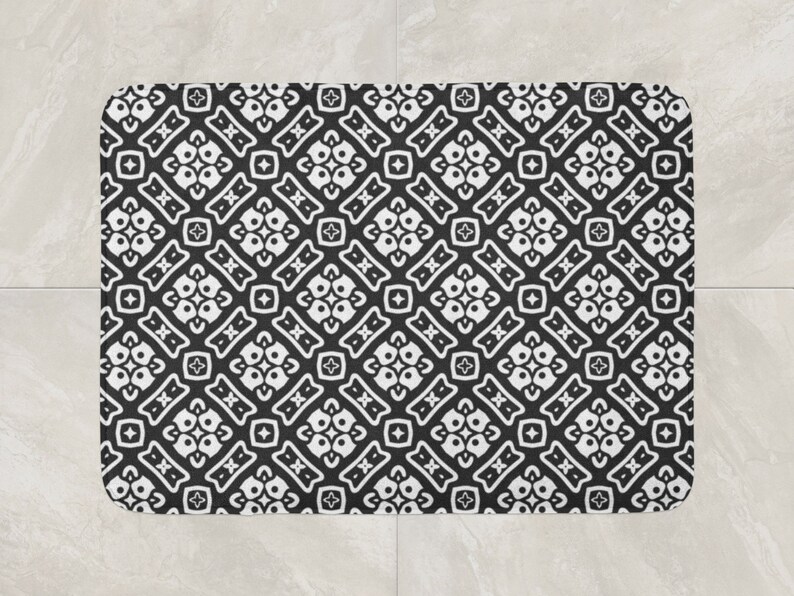 Fl Bath Mat Black White Rug Monochrome Bathroom Decor Diamond Pattern Squares Modern - Black And White Bathroom Rug Fl Bath Mat Black White Rug Monochrome Bathroom Decor Diamond Pattern Squares Modern - Black And White Bathroom Rug