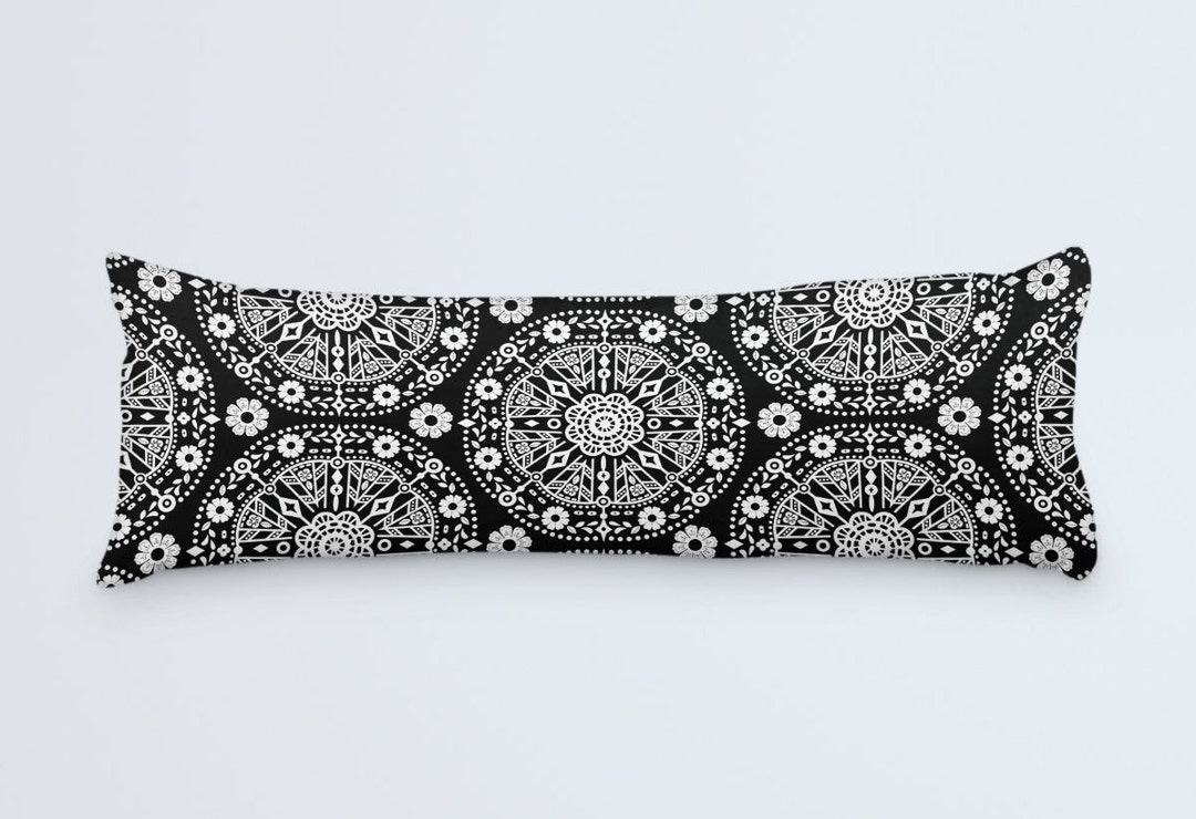 Bohemian Black and White Body Pillow Cover 20x54 Etsy