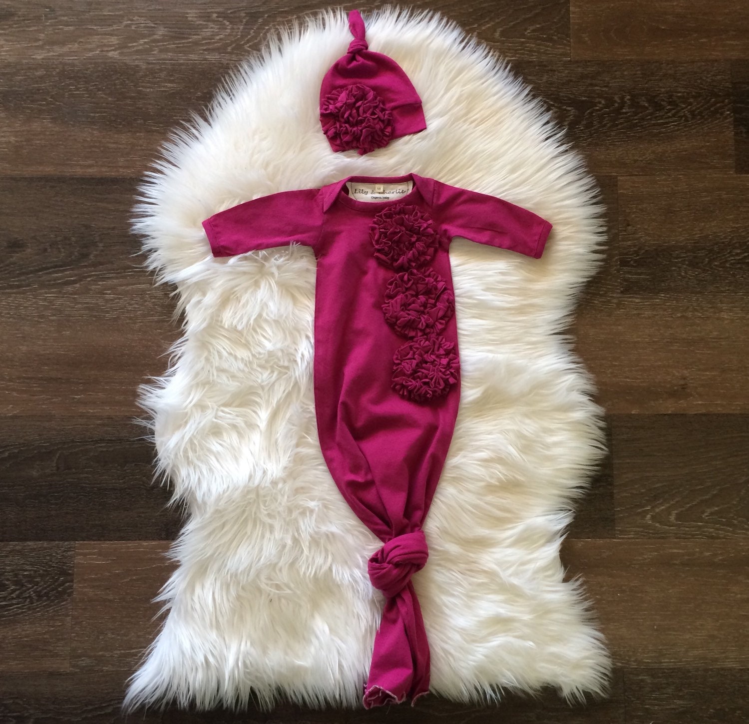 newborn girl coming home outfit organic knotted gown baby Etsy