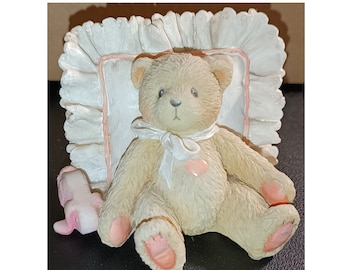 Vintage Cherished Teddies Mandy Teddy Bear en cojín 1991 por Priscilla Hillman Enesco 'Te amo tal como eres'