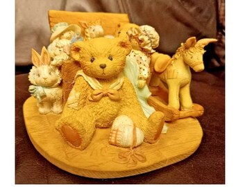 Vintage Rare Cherished Teddies Music Box   It Plays the Tune &quot;My Favorite Things&quot; 1993 Teddy Bear Figure by Priscilla Hillman Enesco 627453