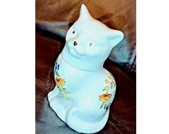 vintage Aynsley Cottage Garden Flowers chat boîte à bijoux/pot fabriqué en porcelaine fine