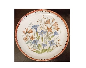 Hans Schneider Steffisburg? Swiss Folk Art Pottery Flower Wall Hanging Plate