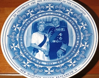 Wedgwood Plate Queen Elizabeth II Duke Coronation 50 Anniversary 2003 Daily Mail