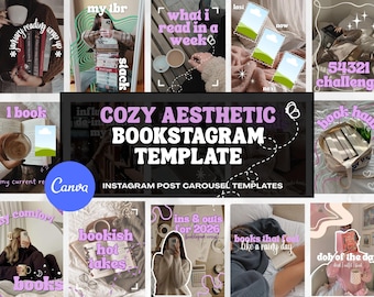 Cozy Purple Aesthetic Bookstagram Templates | Booktok Instagram Posts | Canva Templates for Book Lovers, Authors & Readers