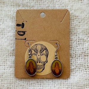 Pendientes vintage de plata de la Virgen María