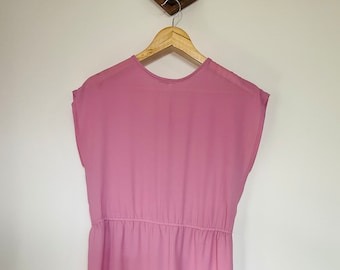 Robe midi rose transparente vintage des années 70