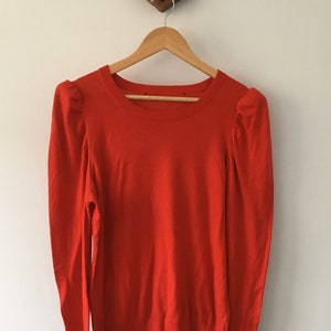 Women’s Vintage Red Knit Jumper with Princess Sleeves
