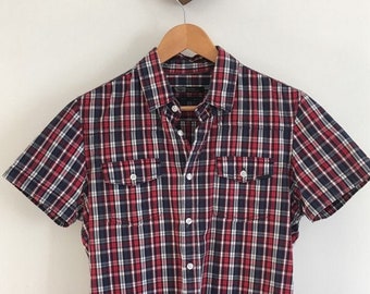 Men's Vintage Rockabilly Checked Blue and Red Shirt