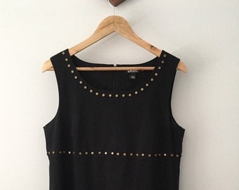 90s Vintage DKNY Black Dress with Gold Studs