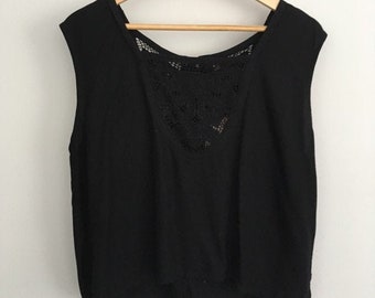 Women's Vintage Indie Sleaze  Black Cropped Vintage Tank