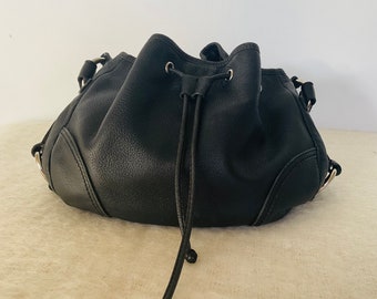 Vintage Oroton Leather Bucket Bag- Black