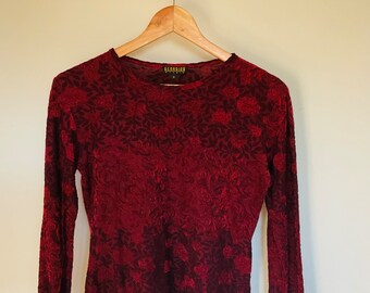 90s Vintage Long Sleeve Velvet Top