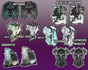 Holographic & vinyl cryptid stickers
