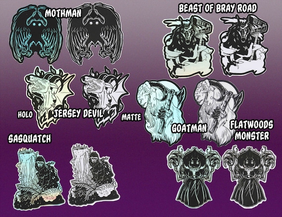 Holographic & vinyl cryptid stickers