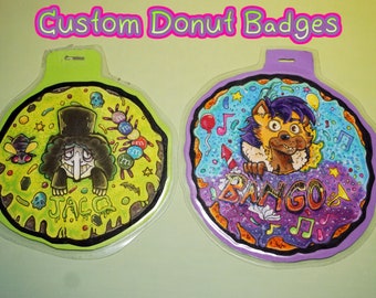 Custom Donut art badge | persona, fursona, OCs, convention badge