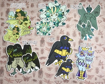 Astaroth, Buer, Malaphas, Caim, Stolas, Pazuzu vinyl stickers