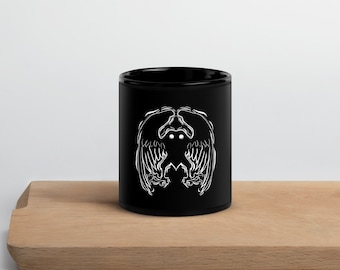 Mothman Cryptid Black Glossy Mug