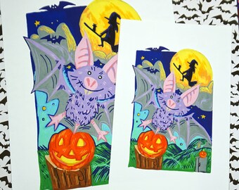 Halloween Bat art print | Multiple sizes | Unframed