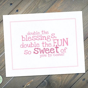 Twin Girl Baby Shower Candy Buffet Sign - Twin Girl Birthday Party