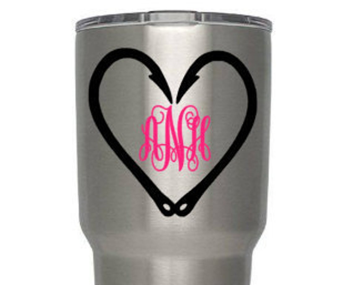 Yeti Custom Decal Fishing Hook Monogram Fishing Yeti Etsy