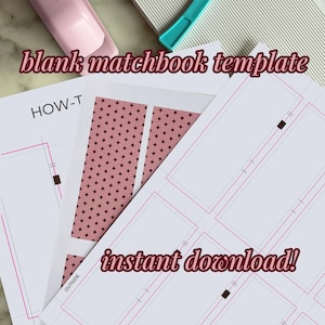 Lege bewerkbare sjabloon voor DIY-lucifersboek |  Direct downloaden