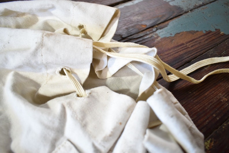 Vintage American Linen Drawstring Duffle Laundry Bag