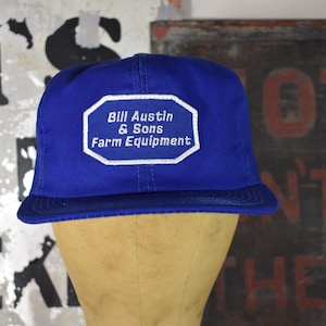 Vintage Bill Austin & Sons Farm Equipment Snapback Hat – Blue Tractor Patch Cap K Brand