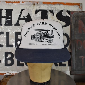 Vintage Haley’s Farm Shop Snapback Hat – Case Steam Engine Mesh Trucker Cap Illinois