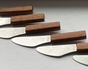 Vintage Wood Handle Wine/Cheese/Butter Spreaders 4 3/8", Set of 6