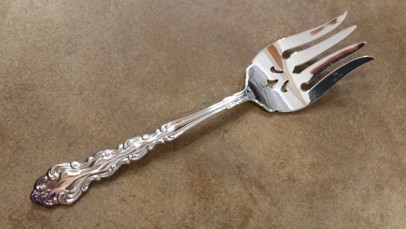 Vintage ONEIDA 1969 MODERN BAROQUE BuffetCold Meat Serving Fork 8 58
