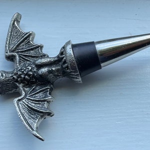 Amazing Vintage Collectible Silver/Pewter Tone Novelty Figural FLYING MONKEY/BAT Bottle Stopper 4 1/2"