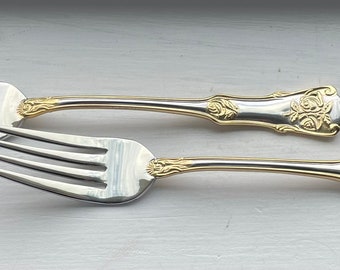 Royal Albert Old Country Roses Stainless Steel Flatware Set - Gold Accent, Used