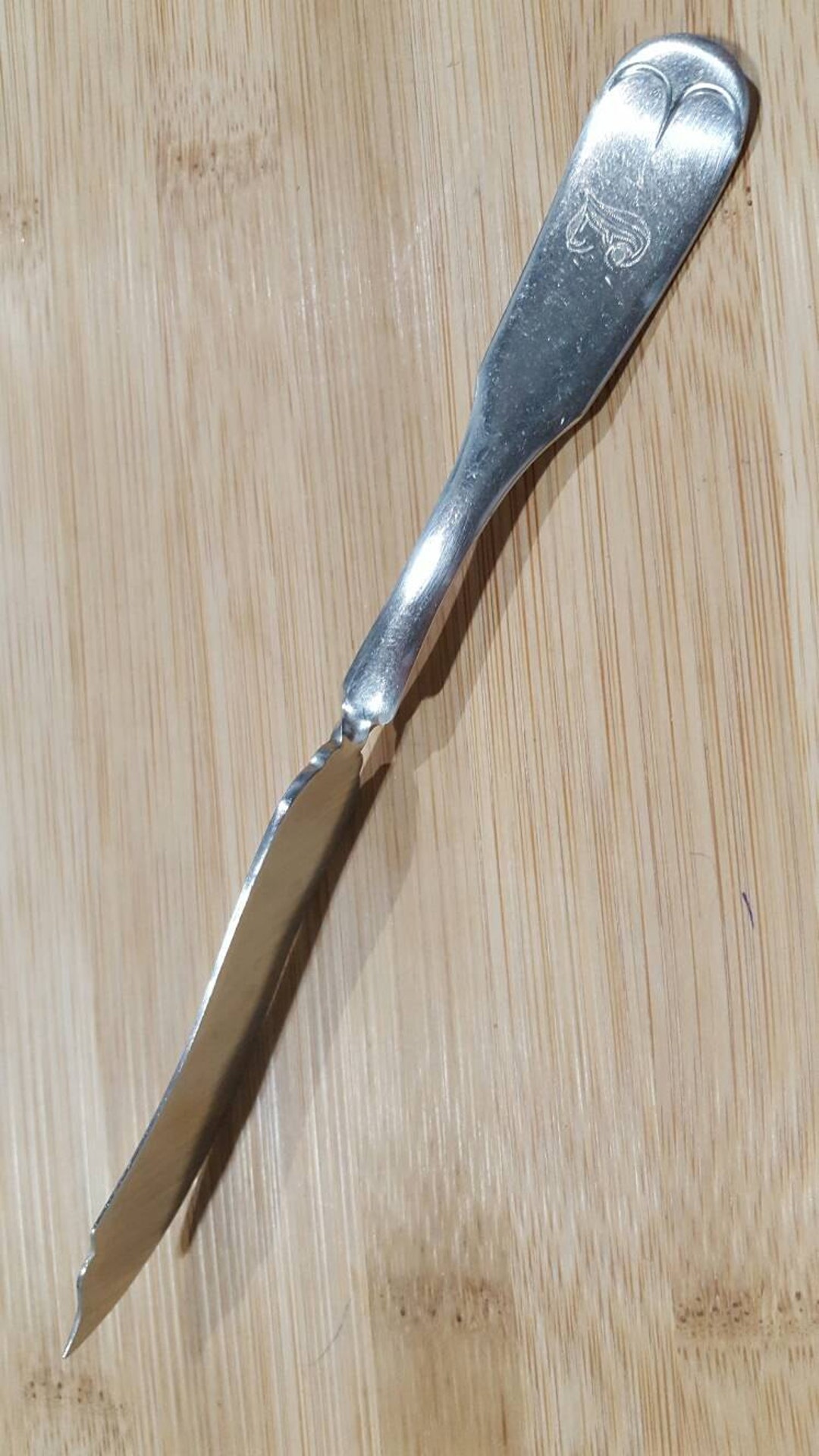 Antique BRAZIL Silver 1860 TIPPED Twisted Handle Master Butter