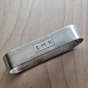 Antique GORHAM Sterling Gravé Élégant Oblong Napkin Ring /Holder, Mono E M R